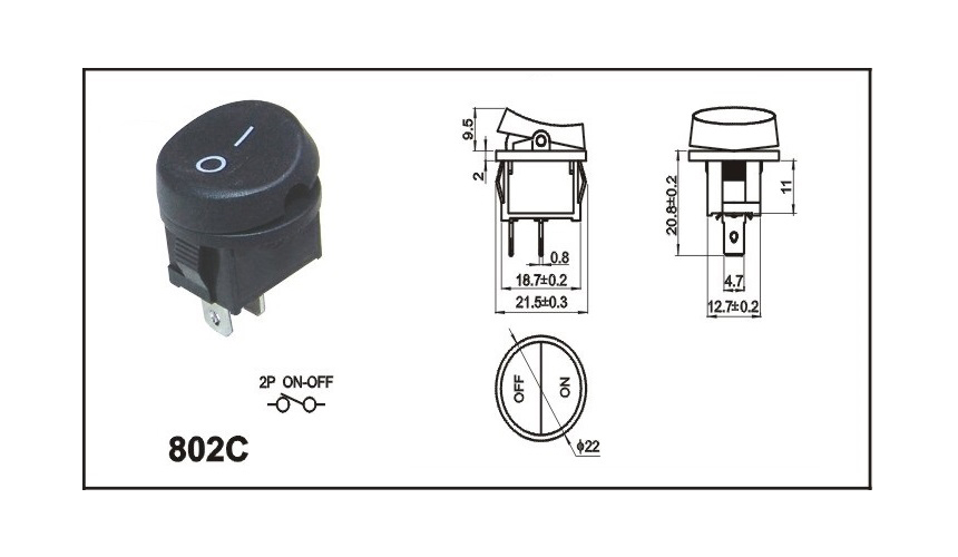 诚思生产销售802c船型开关,802c翘板开关,两档三档带